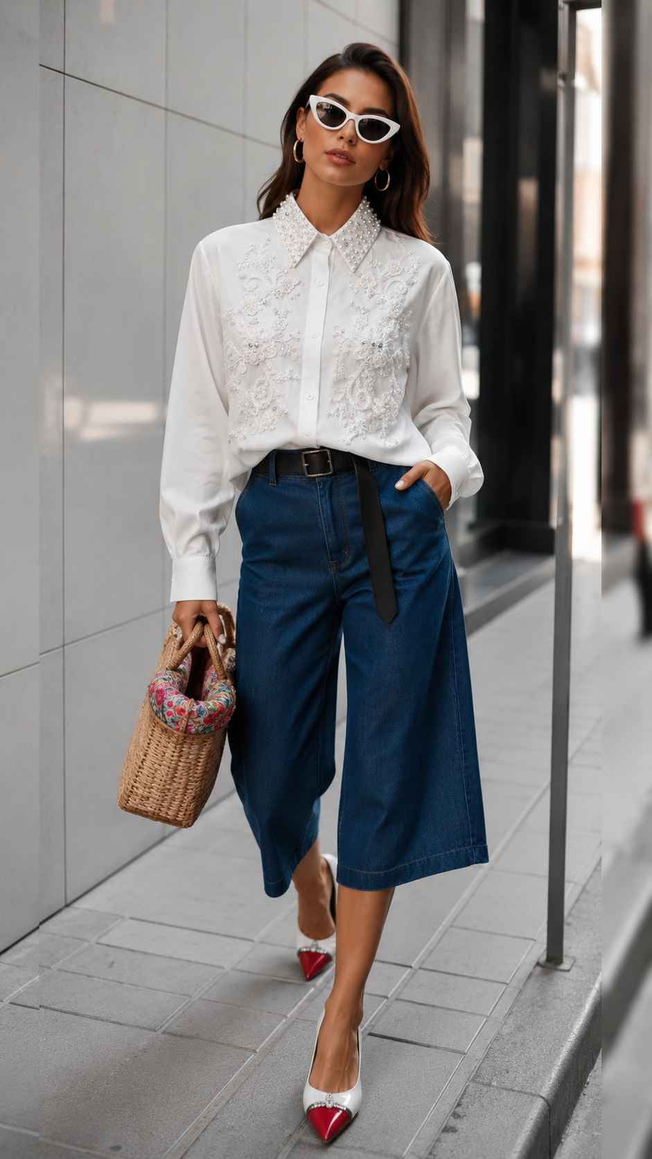 Ivory Luxe Embroidered Satin Shirt