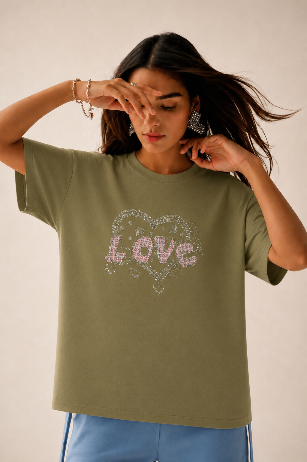Olive Love Sparkle Tee