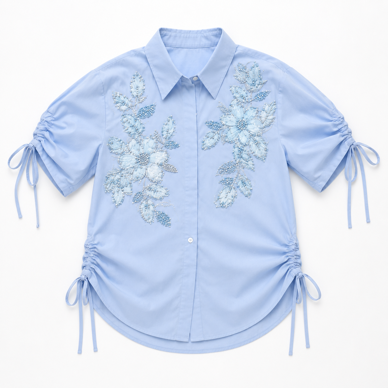 Blush Blue Tie-Up Shirt