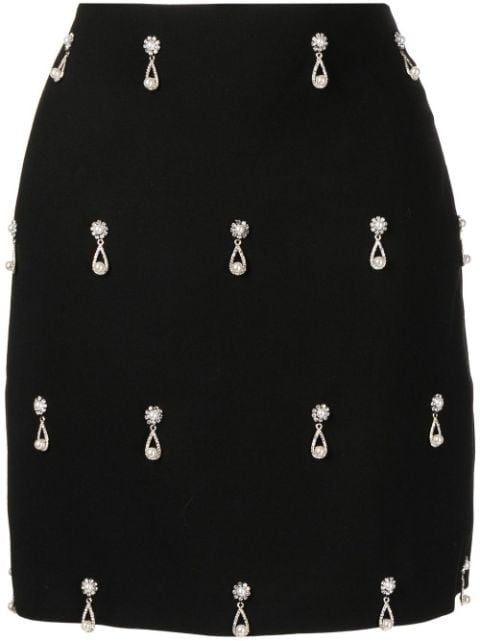 Short Black Skirt with Stonework