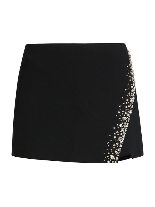 Short Black Skirt with Asymmetric Stone Detailing