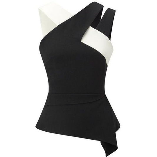 Black Crisscross Top with Back Zipper