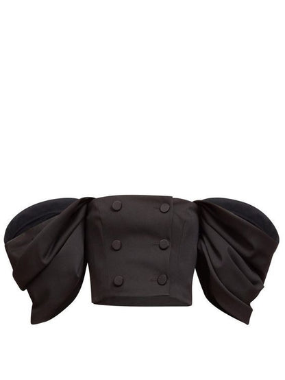 Strapless Black Top and Ruffled Sleeves