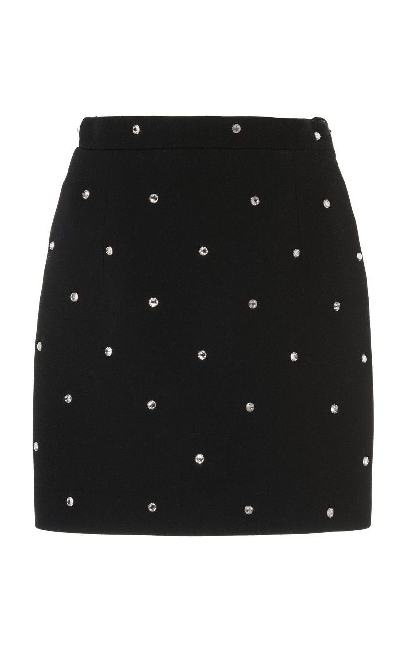 Short Black Skirt with Stone Detailing