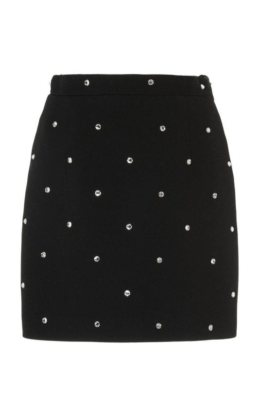 Short Black Skirt with Stone Detailing