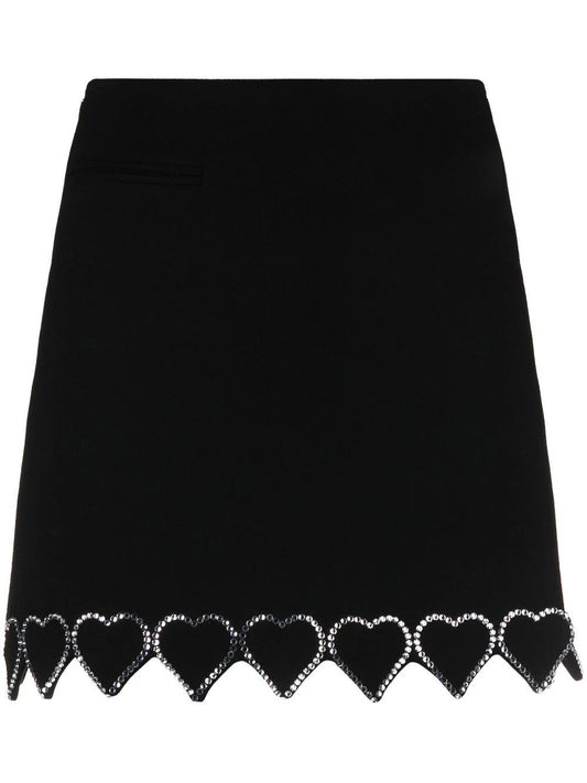 Short Black Skirt with Heart Stonework on the Bottom