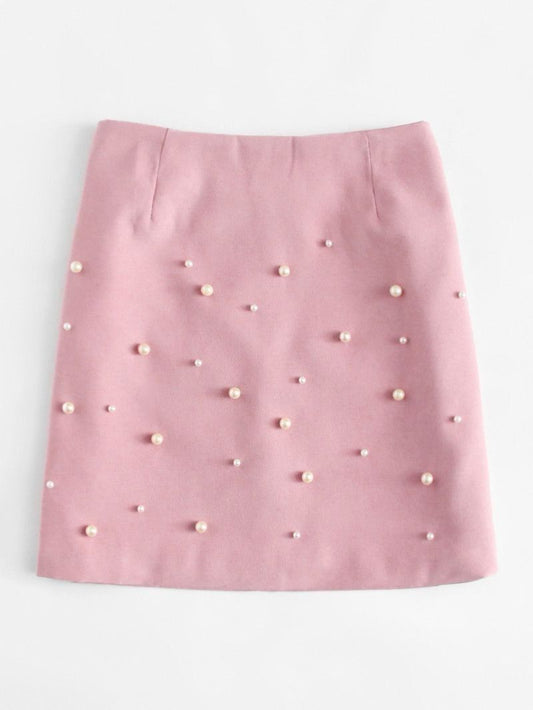 Pearl-Embellished A-Line Skirt
