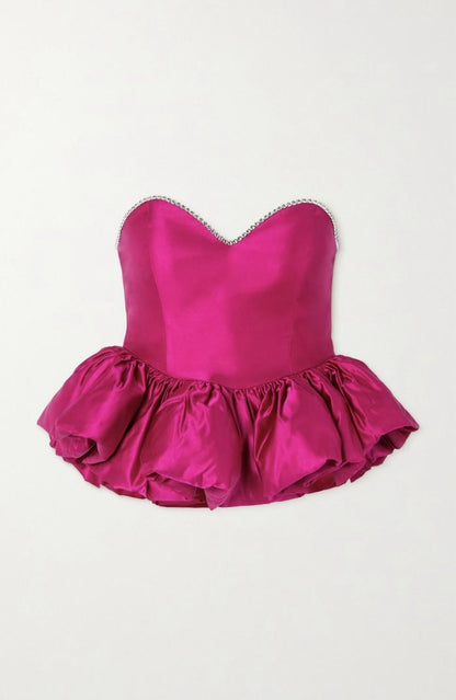 Luxe Satin Peplum Corset Top