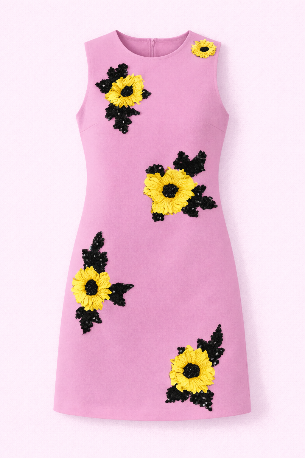 Pink Dress with Yellow and Black 3D Floral Embellishments - NZD29