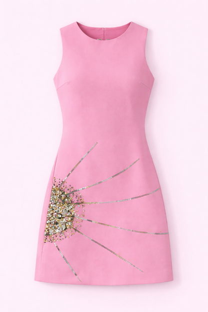 Rose Radiance Embellished Mini Dress - NZD48