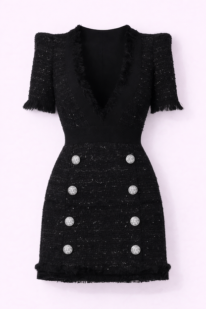 Midnight Majesty Tweed Dress - NZD45