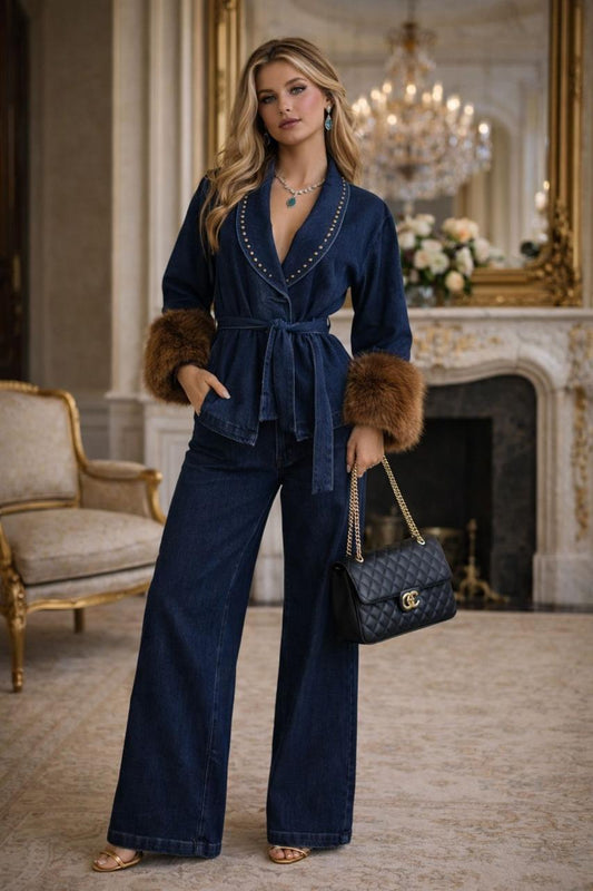 Midnight Studded Belted Co-Ord Set