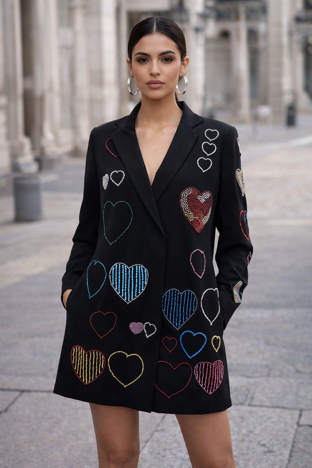 Midnight Hearts Embellished Blazer Dress