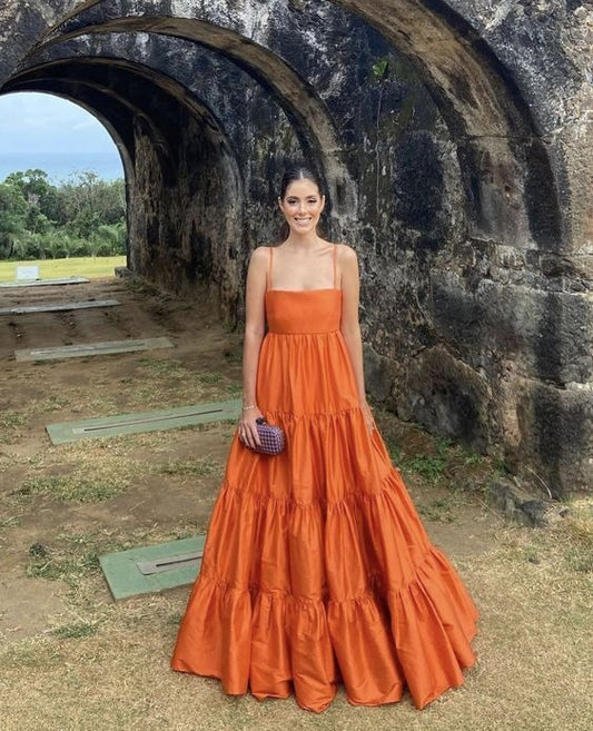 Sunset Flare Cotton Satin Gown