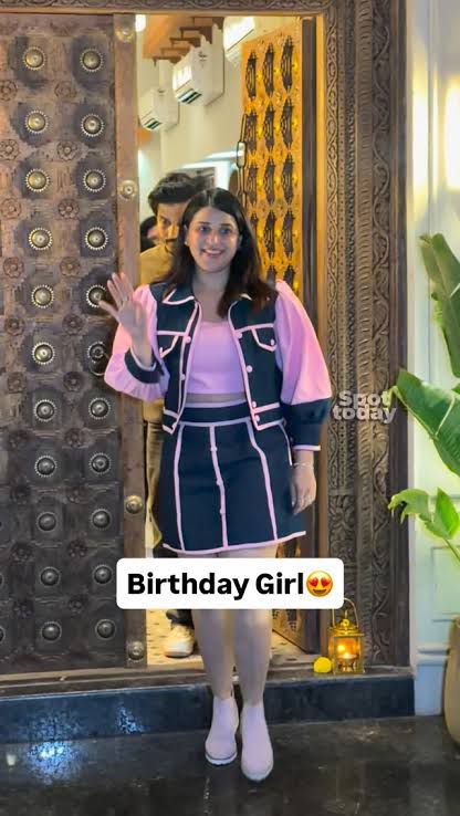 Mannara Chopra in Contrast Denim Co-Ord Set