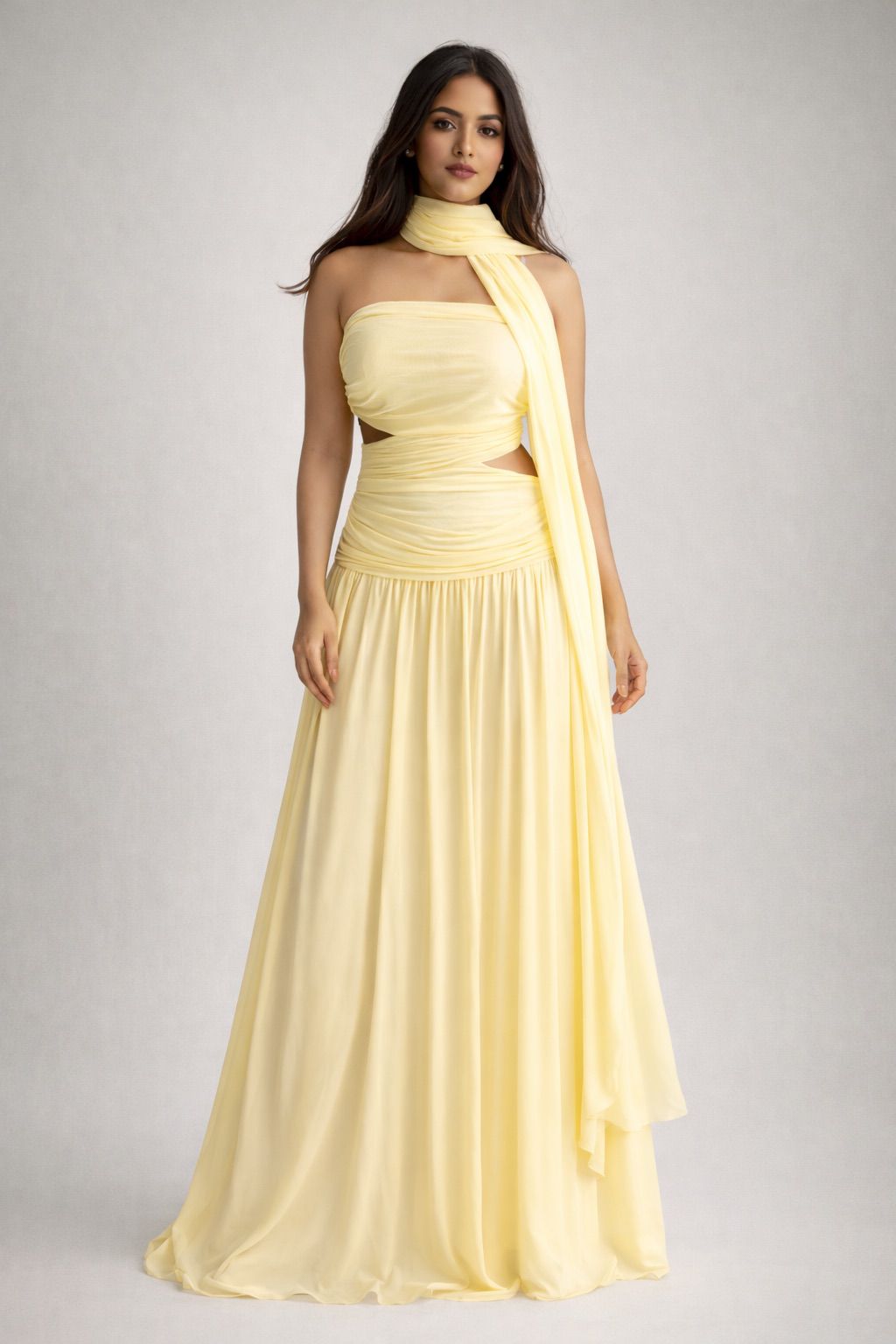 Bloom in Butter Mesh Gown