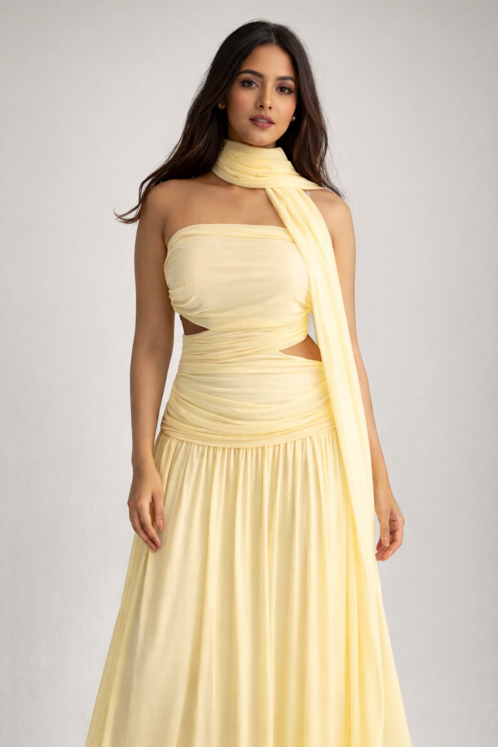 Bloom in Butter Mesh Gown