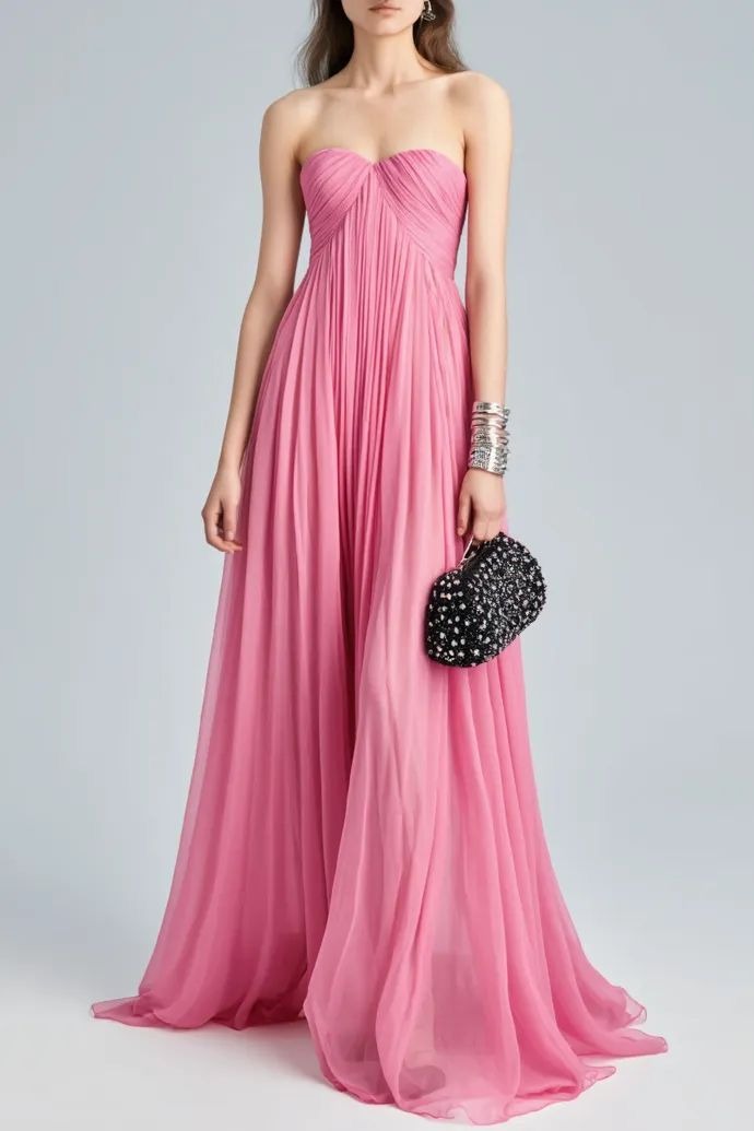 Blush Pleated Georgette Gown