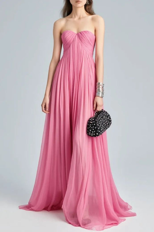 Blush Pleated Georgette Gown