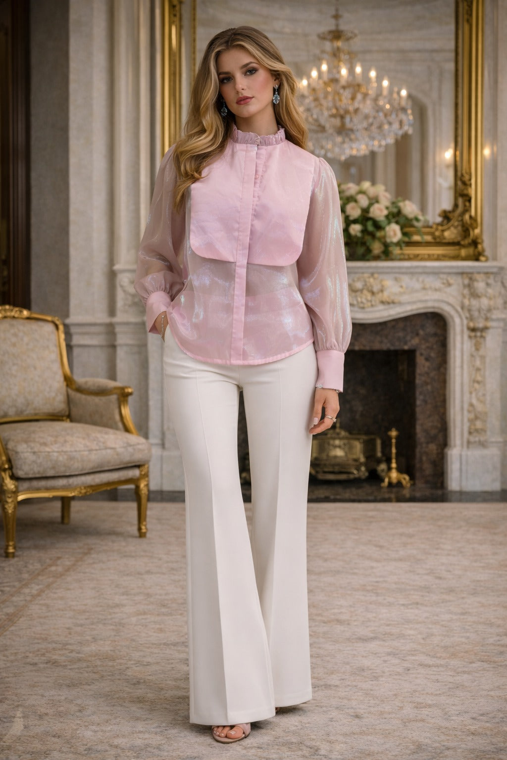 Blush Pink Organza Shirt