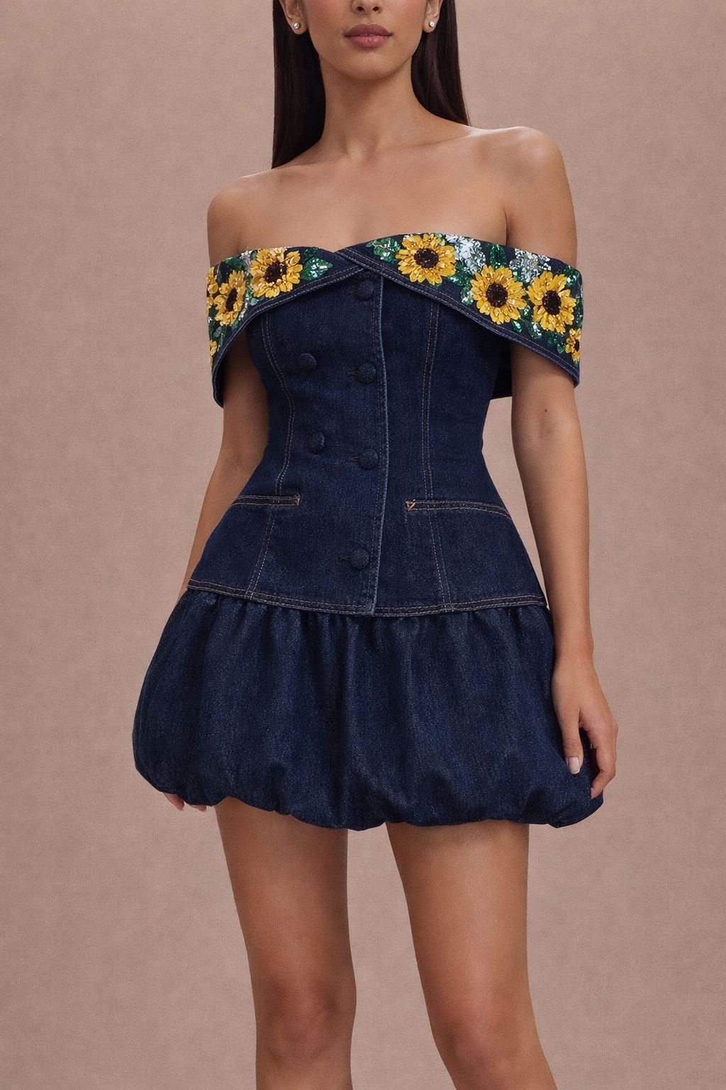 Floral Detail Denim Co-Ord Set