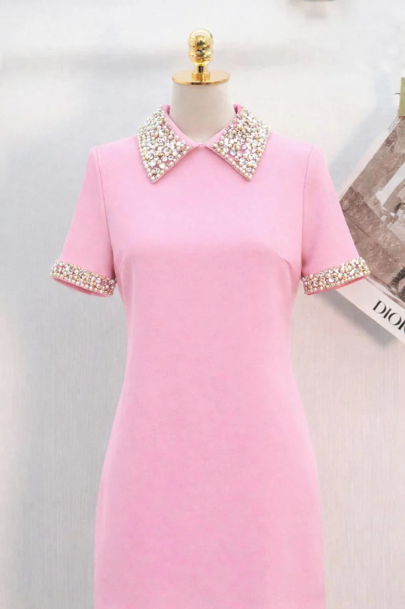 Black Embellished Collar Mini Dress - NZD77