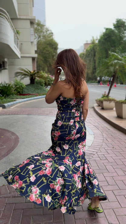 Bustier and Fish Cut High-Low Skirt Coord
