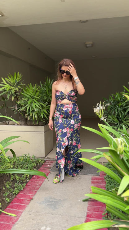 Bustier and Fish Cut High-Low Skirt Coord