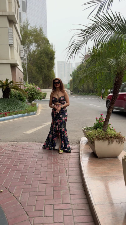 Bustier and Fish Cut High-Low Skirt Coord